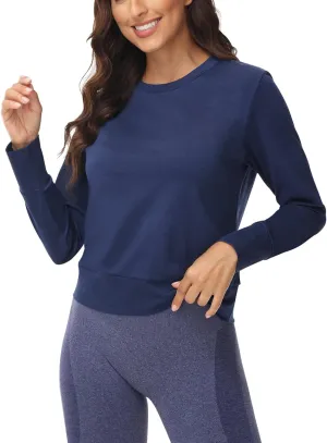 Disbest Women's Casual Basic Long Sleeve T-shirts Lightweight Sweatshirts Layering Pieces Workout Crop Tops