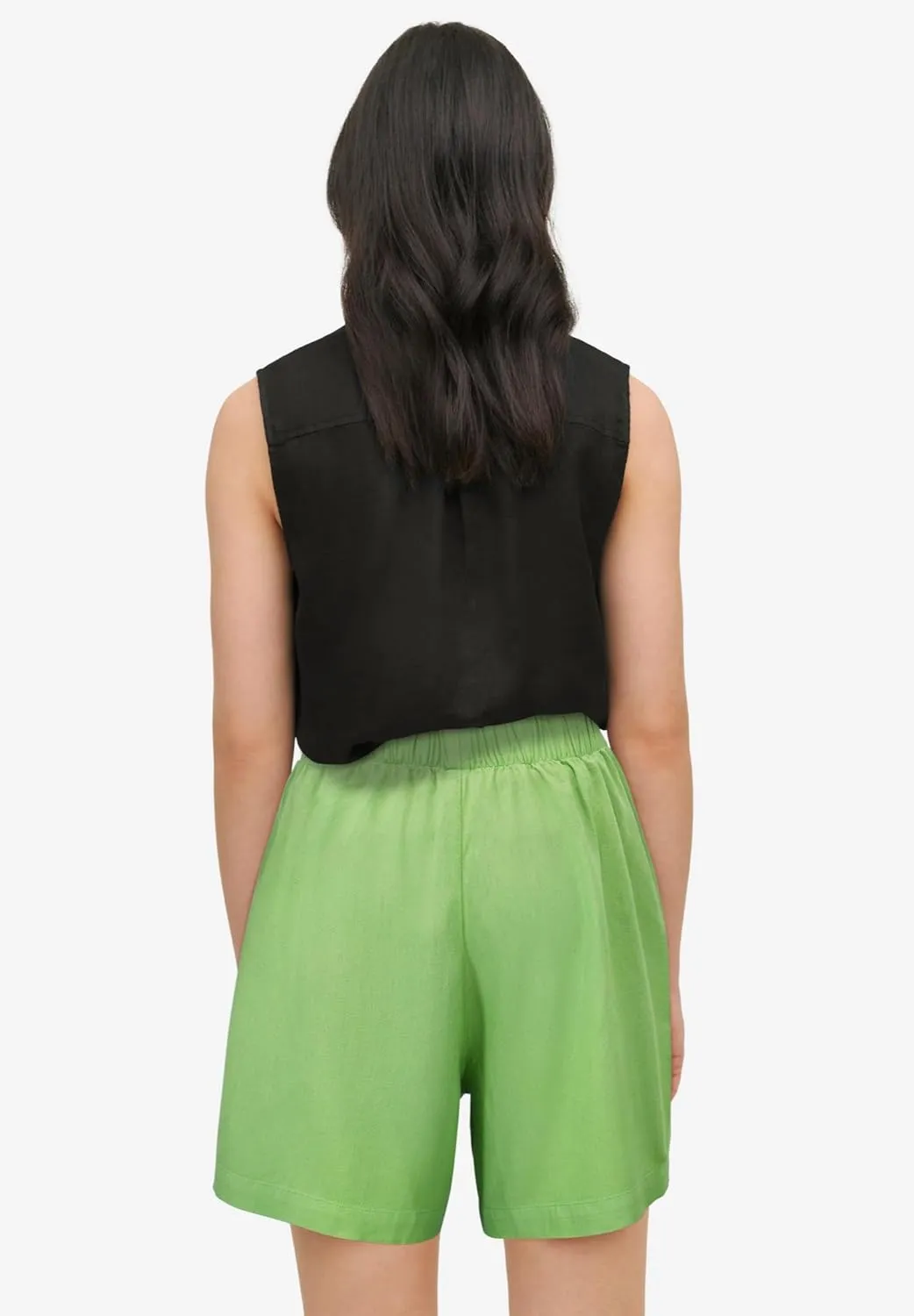 ellos Women's Plus Size Linen-Blend Elastic Waist Shorts