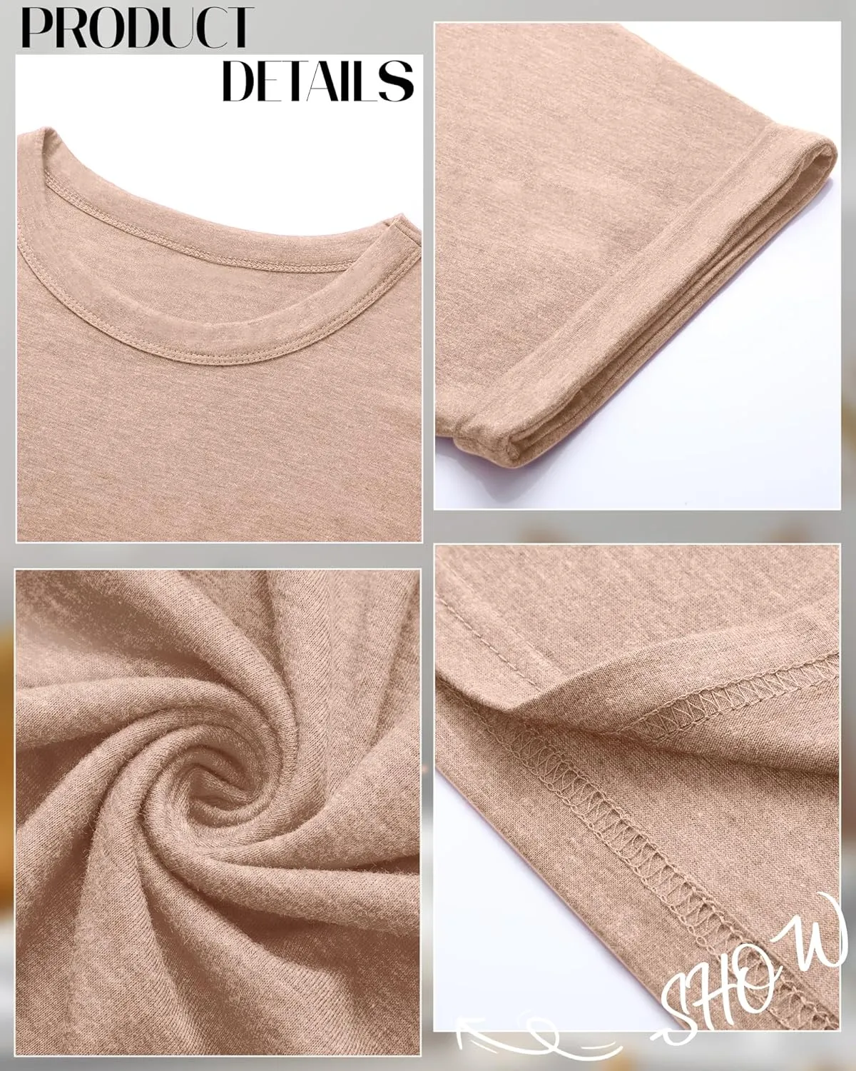 Ficerd 3 Pack Women's Oversized T Shirts Summer Rolled Sleeve Tees Solid Loose Fit Tops Basic Casual Crewneck Shirts