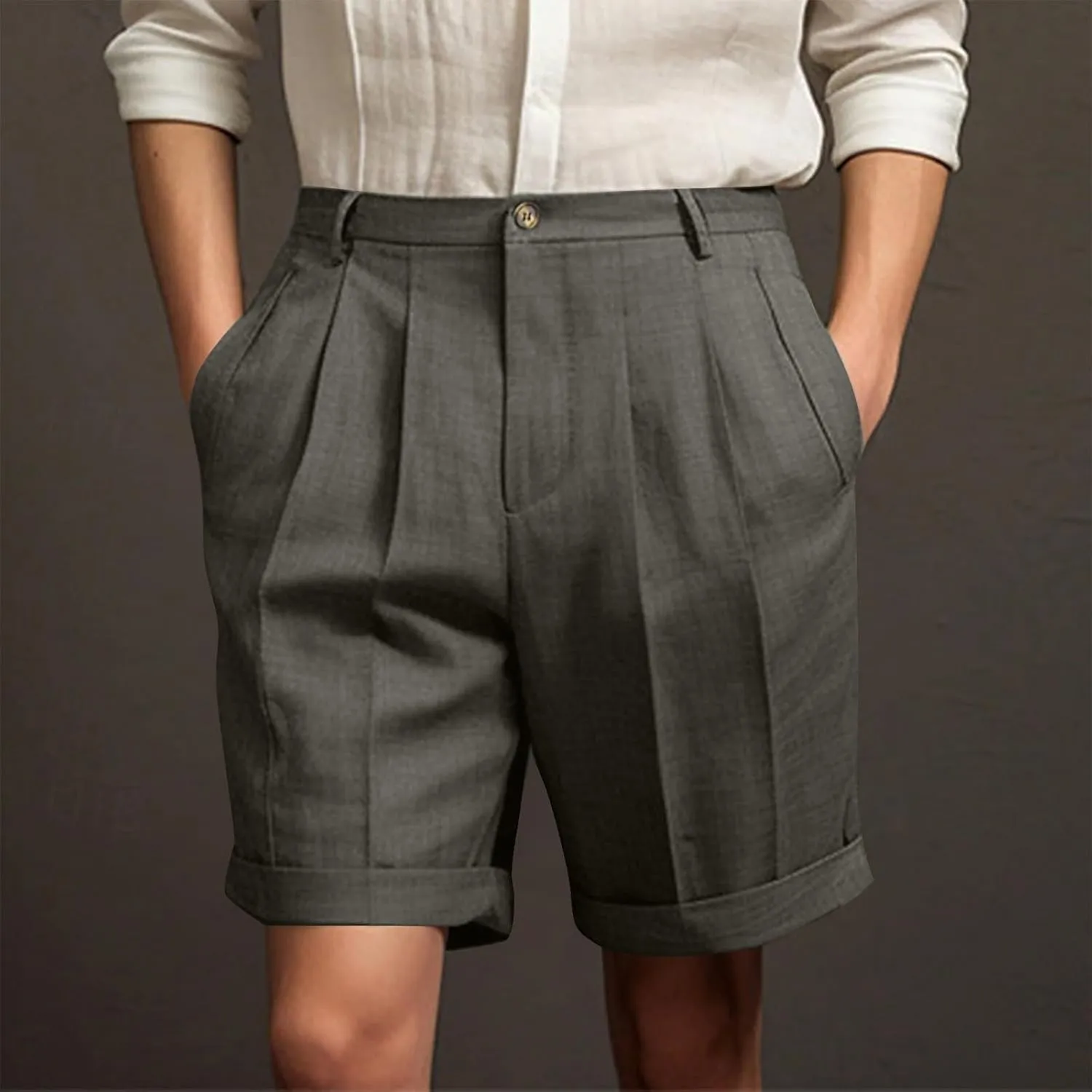 Finelylove Dress Shorts Summer Casual Pleated Front Work Golf Chino Shorts Button Waist Lightweight Beach Vacation Outfits