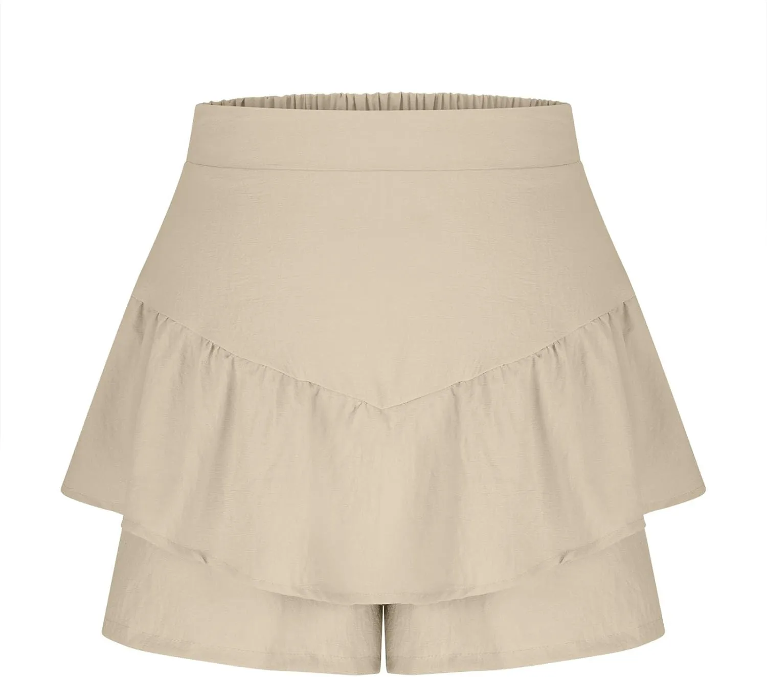 Flowy Ruffle Tiered Shorts for Women Summer Comfy Boho Beach Skorts Casual High Waist Mini Skirts Golf Tennis Short