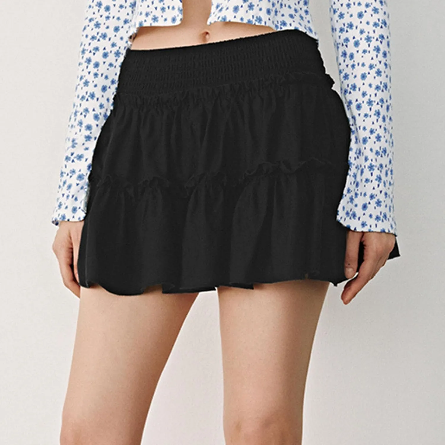 Flowy Shorts for Women Summer Boho Ruffle Tiered Skorts High Waist Mini Skirts Golf Tennis Going Out Trendy Shorts