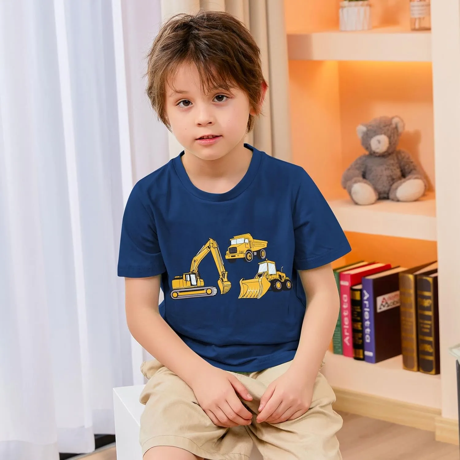 Funnycokid Toddler Boys Shirts Graphic T-Shirt Kids Short Sleeve Tees 2-6 Years