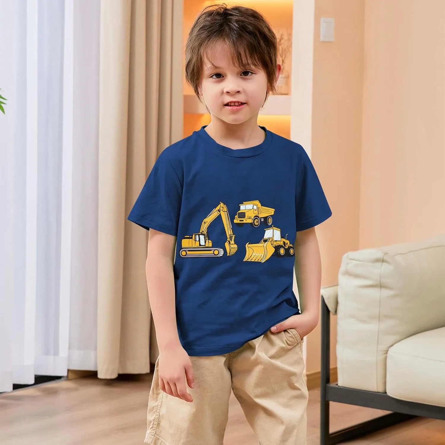 Funnycokid Toddler Boys Shirts Graphic T-Shirt Kids Short Sleeve Tees 2-6 Years