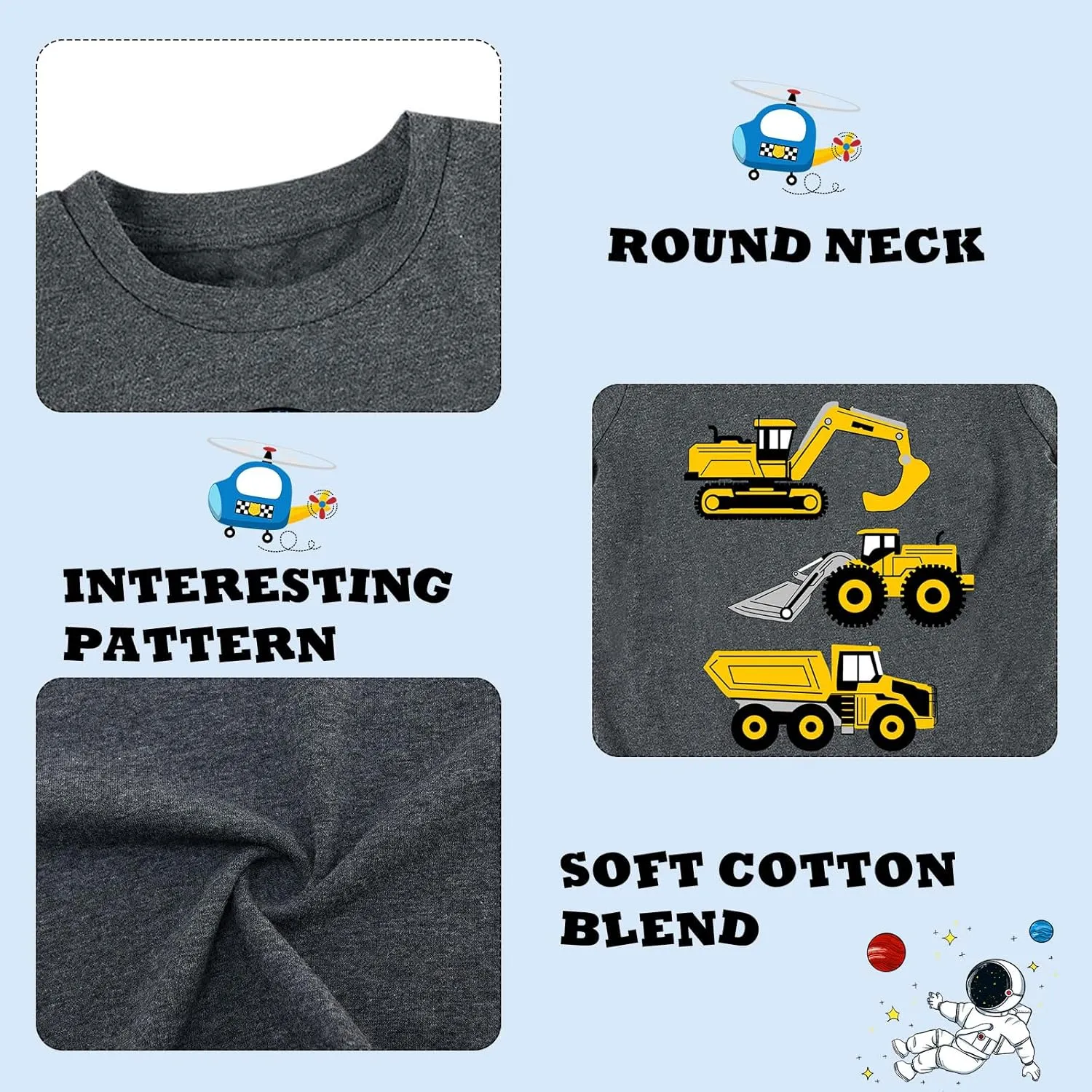 Funnycokid Toddler Boys Shirts Graphic T-Shirt Kids Short Sleeve Tees 2-6 Years