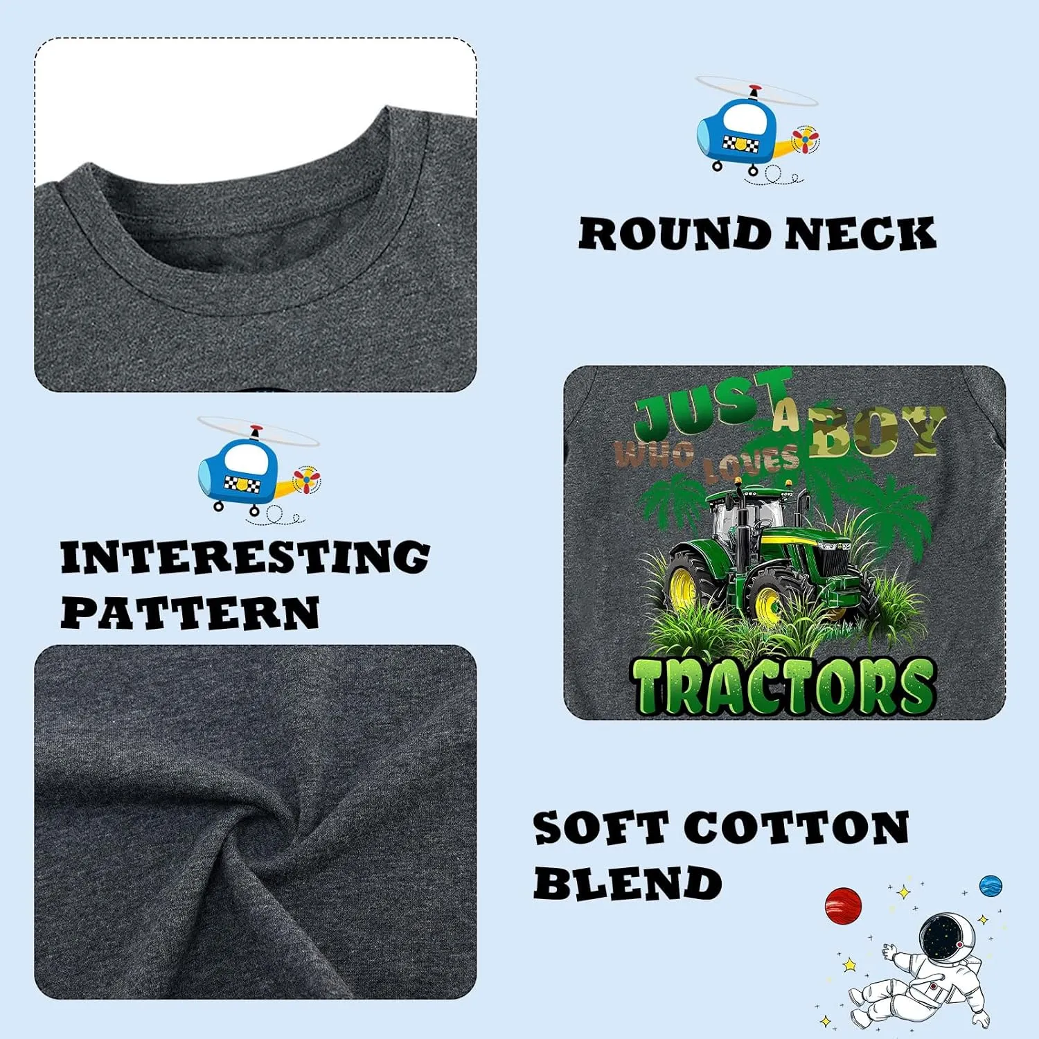Funnycokid Toddler Boys Shirts Graphic T-Shirt Kids Short Sleeve Tees 2-6 Years