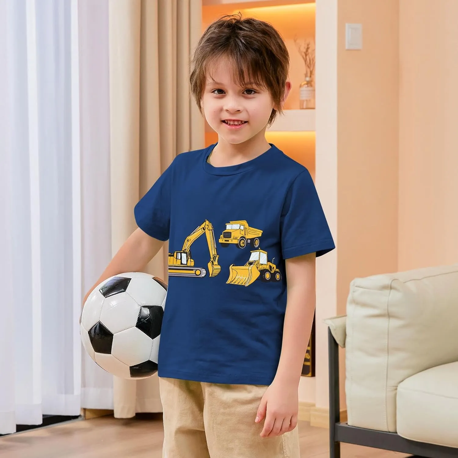 Funnycokid Toddler Boys Shirts Graphic T-Shirt Kids Short Sleeve Tees 2-6 Years