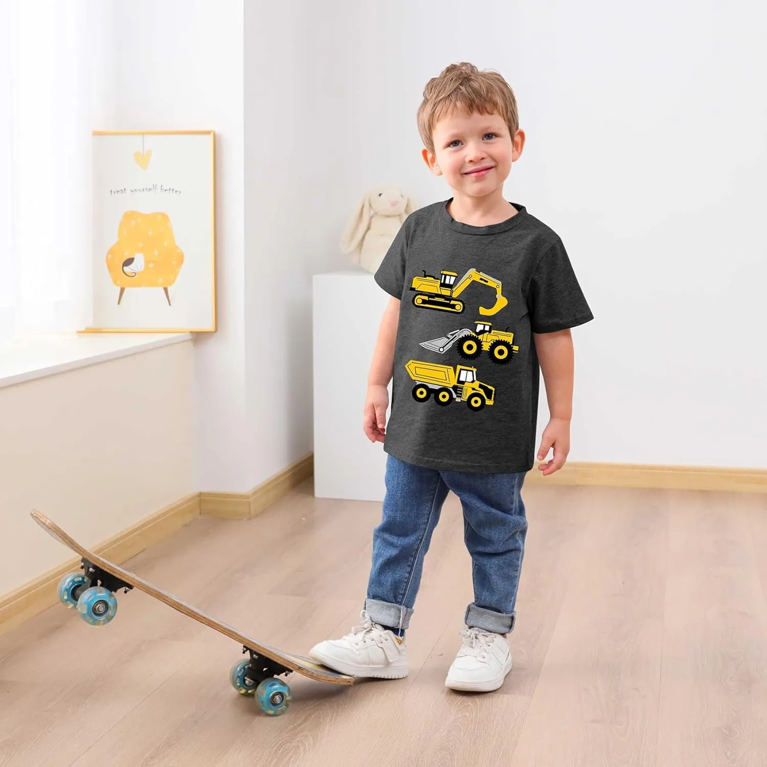 Funnycokid Toddler Boys Shirts Graphic T-Shirt Kids Short Sleeve Tees 2-6 Years