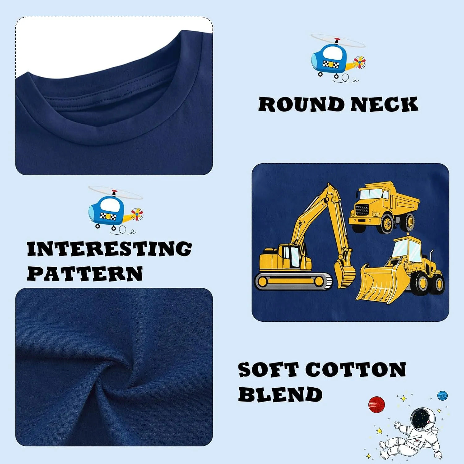 Funnycokid Toddler Boys Shirts Graphic T-Shirt Kids Short Sleeve Tees 2-6 Years