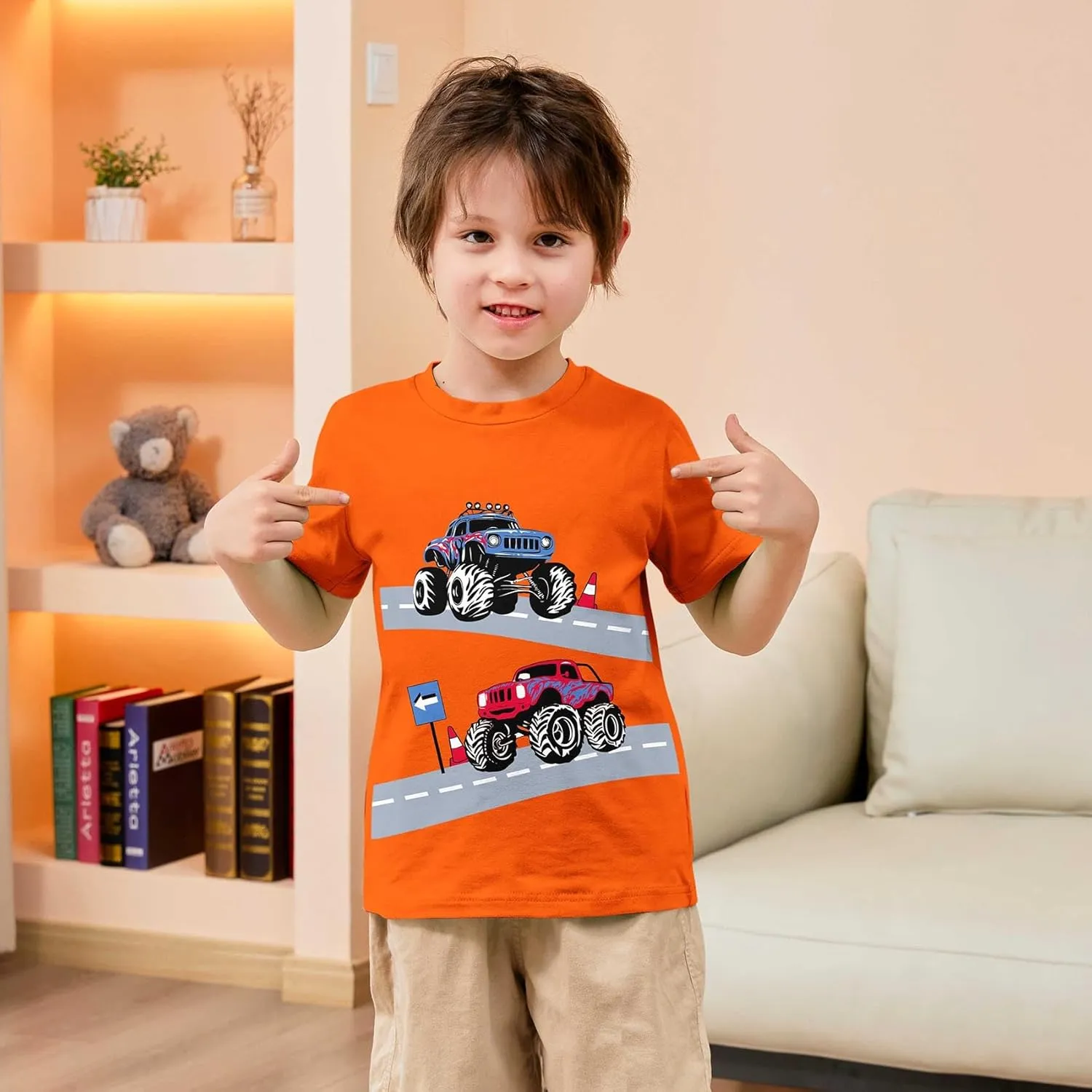 Funnycokid Toddler Boys Shirts Graphic T-Shirt Kids Short Sleeve Tees 2-6 Years