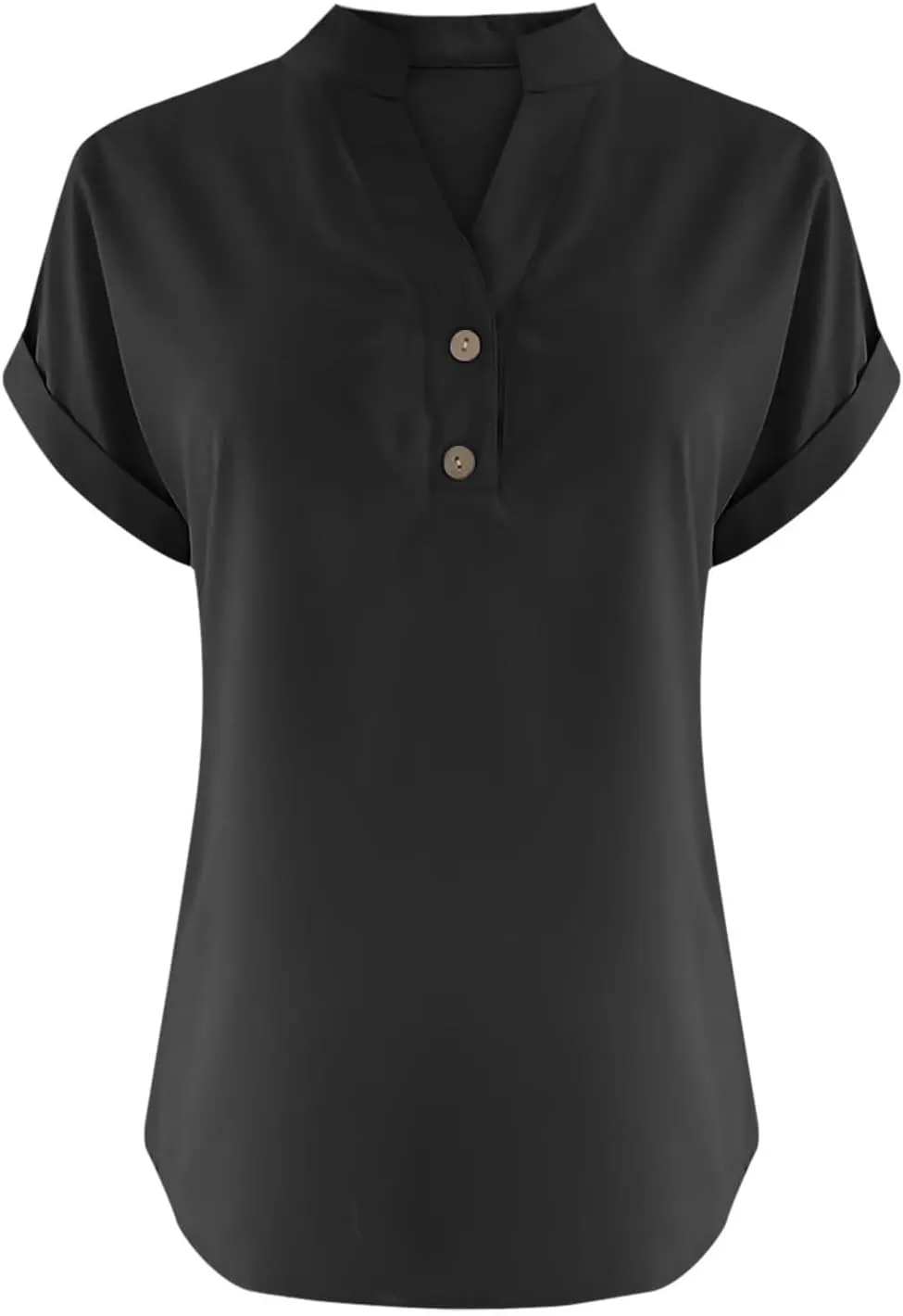 Gauze Shirts for Women Plus Size Linen Short Sleeve Cute Summer Tops Notched V Neck Button Loose Dressy Blouses