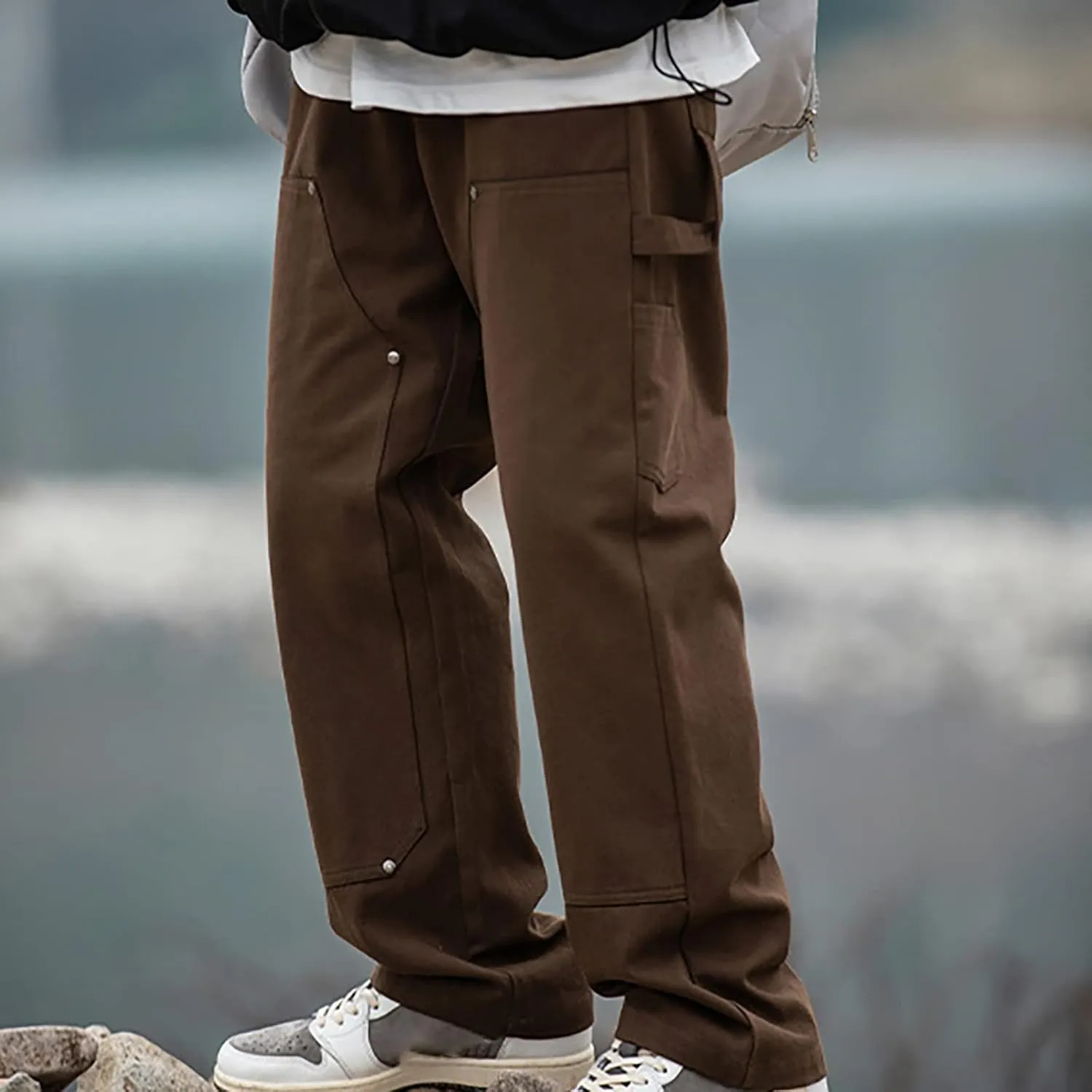 GIERIDUC Mens Sportswear Club Fleece Joggers Relax Fit Work Pants for Men Mens Dress Pants Slim Fit Corduroy Pants Men Black