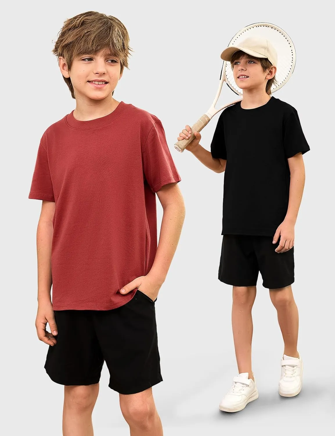 Gihuo 5 Pack Boys Cotton Shirts Short Sleeve Tees Summer Tops Soft Kids Tshirts