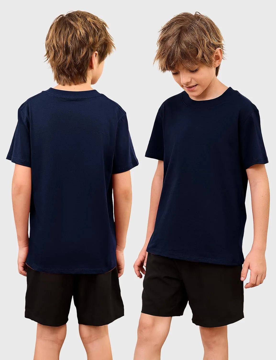 Gihuo 5 Pack Boys Cotton Shirts Short Sleeve Tees Summer Tops Soft Kids Tshirts