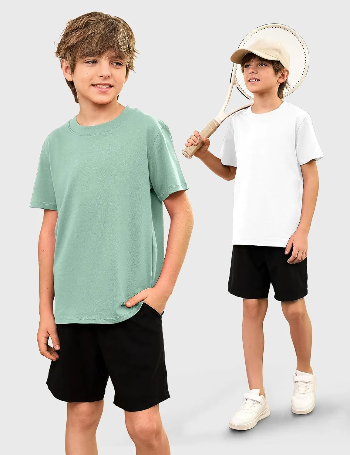 Gihuo 5 Pack Boys Cotton Shirts Short Sleeve Tees Summer Tops Soft Kids Tshirts