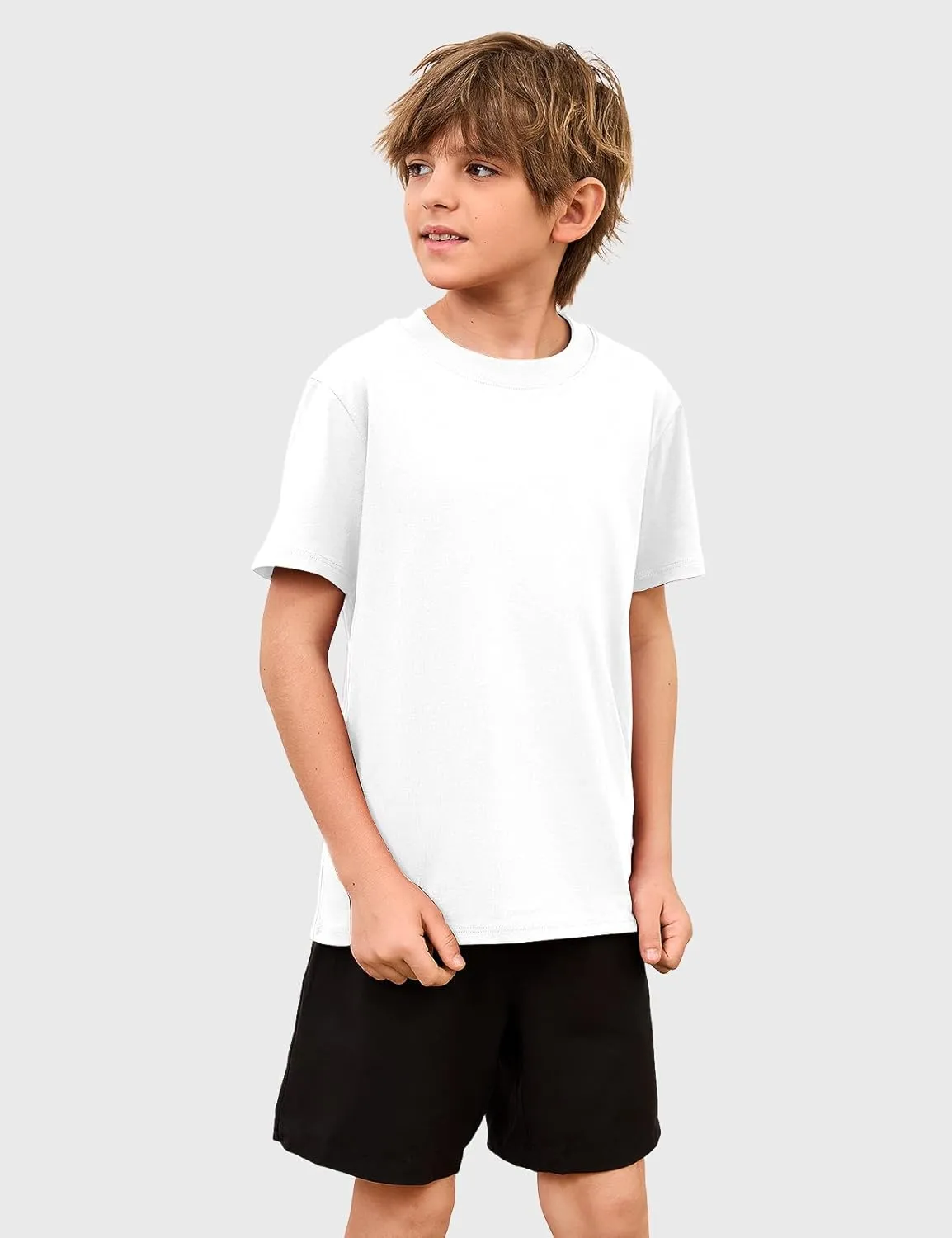 Gihuo 5 Pack Boys Cotton Shirts Short Sleeve Tees Summer Tops Soft Kids Tshirts