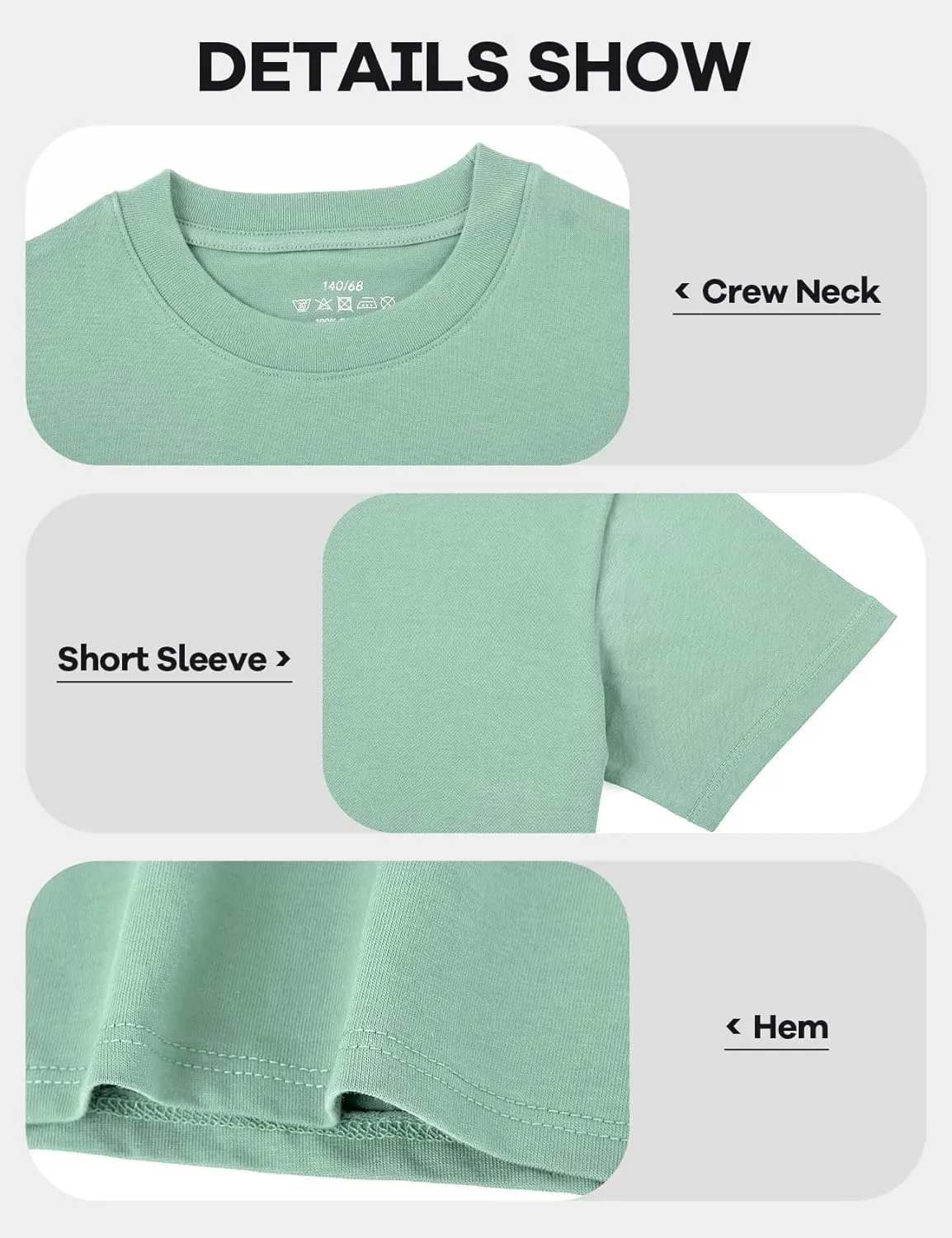Gihuo 5 Pack Boys Cotton Shirts Short Sleeve Tees Summer Tops Soft Kids Tshirts