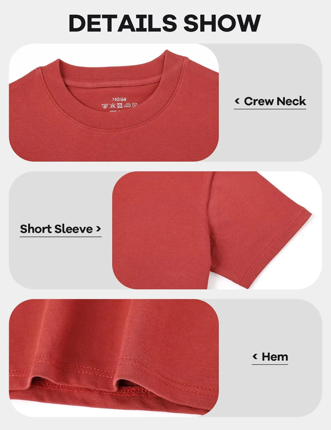 Gihuo 5 Pack Boys Cotton Shirts Short Sleeve Tees Summer Tops Soft Kids Tshirts