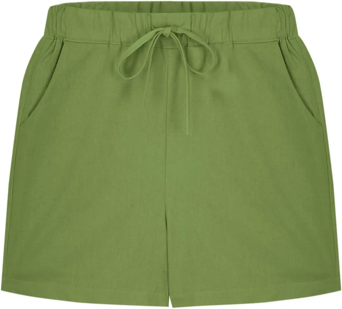 Girl's Summer Shorts Kids Casual Wide Leg Cotton Linen Shorts Girls Drawstring Beach Vacation Outfits for 3-13 Years