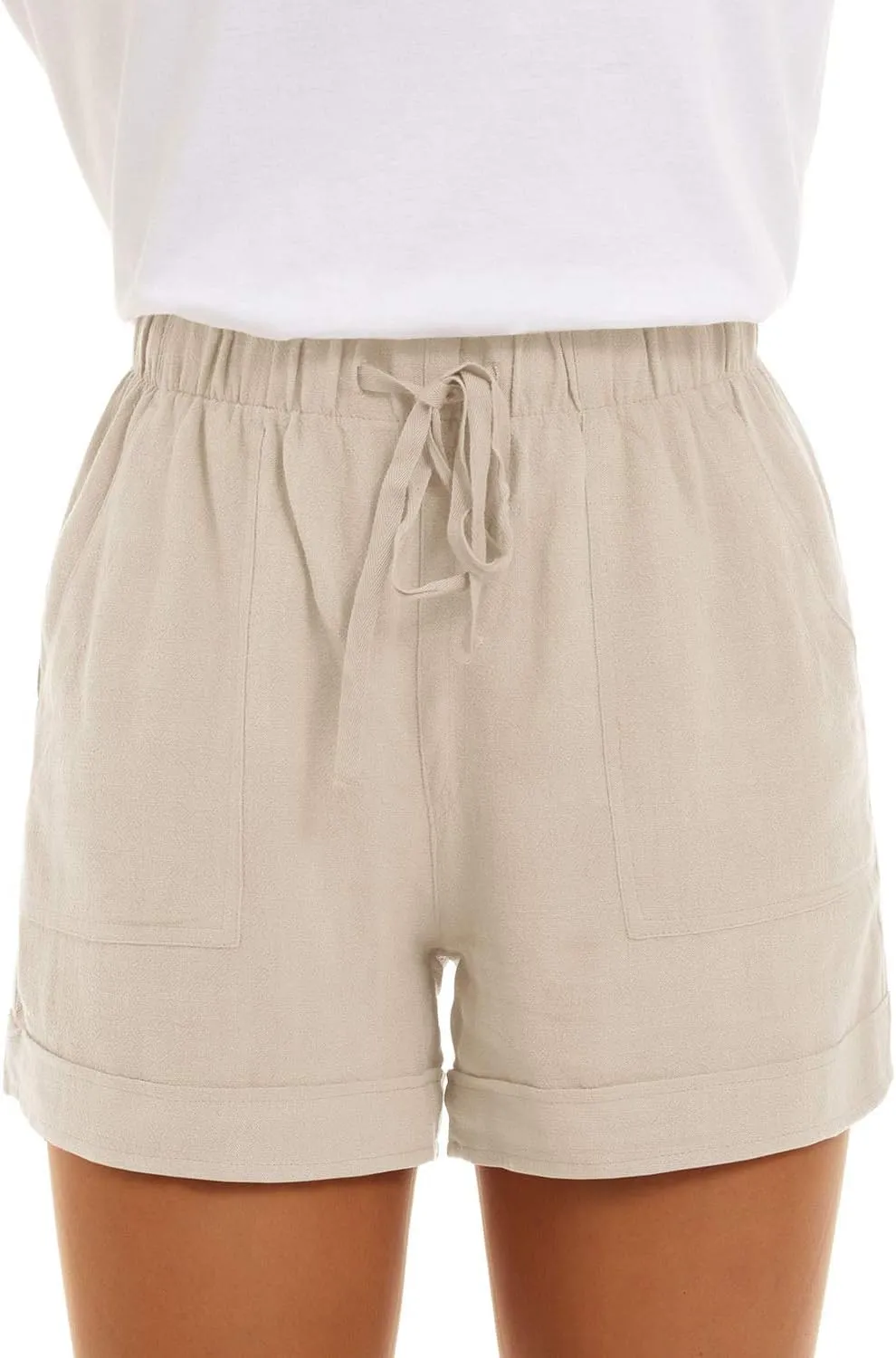 GOLDPKF Shorts Women Casual Drawstring Comfy Elastic Waist Shorts Summer Pull On Short with Pockets