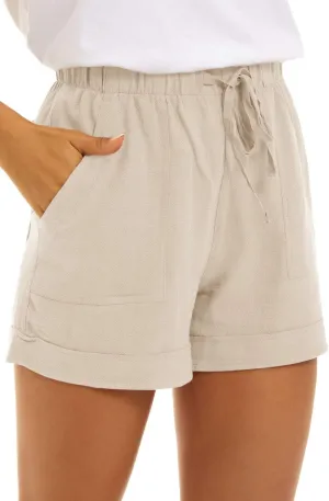 GOLDPKF Shorts Women Casual Drawstring Comfy Elastic Waist Shorts Summer Pull On Short with Pockets
