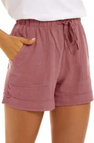 GOLDPKF Shorts Women Casual Drawstring Comfy Elastic Waist Shorts Summer Pull On Short with Pockets