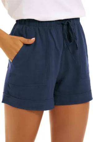 GOLDPKF Shorts Women Casual Drawstring Comfy Elastic Waist Shorts Summer Pull On Short with Pockets