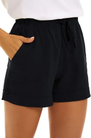 GOLDPKF Shorts Women Casual Drawstring Comfy Elastic Waist Shorts Summer Pull On Short with Pockets