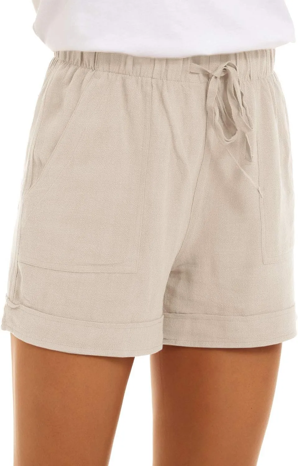GOLDPKF Shorts Women Casual Drawstring Comfy Elastic Waist Shorts Summer Pull On Short with Pockets
