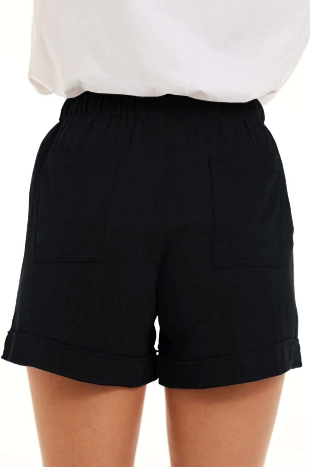 GOLDPKF Shorts Women Casual Drawstring Comfy Elastic Waist Shorts Summer Pull On Short with Pockets