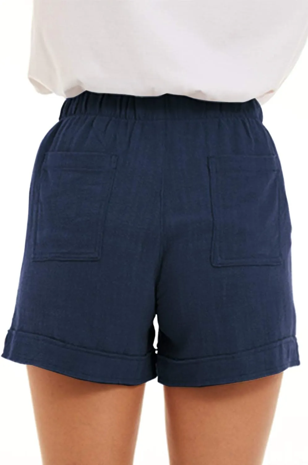 GOLDPKF Shorts Women Casual Drawstring Comfy Elastic Waist Shorts Summer Pull On Short with Pockets
