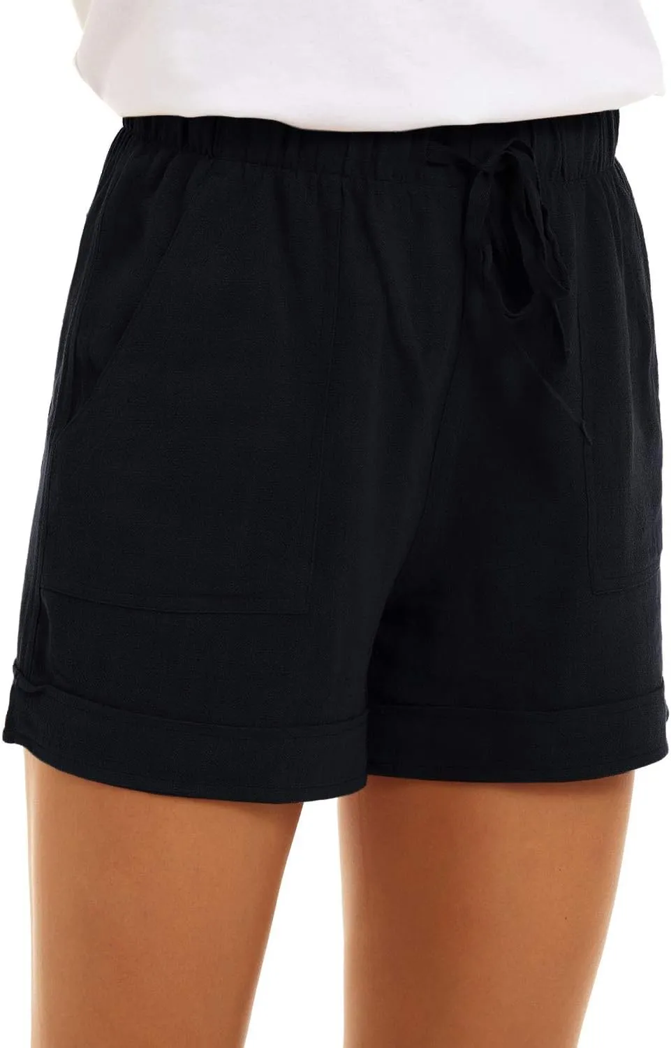 GOLDPKF Shorts Women Casual Drawstring Comfy Elastic Waist Shorts Summer Pull On Short with Pockets