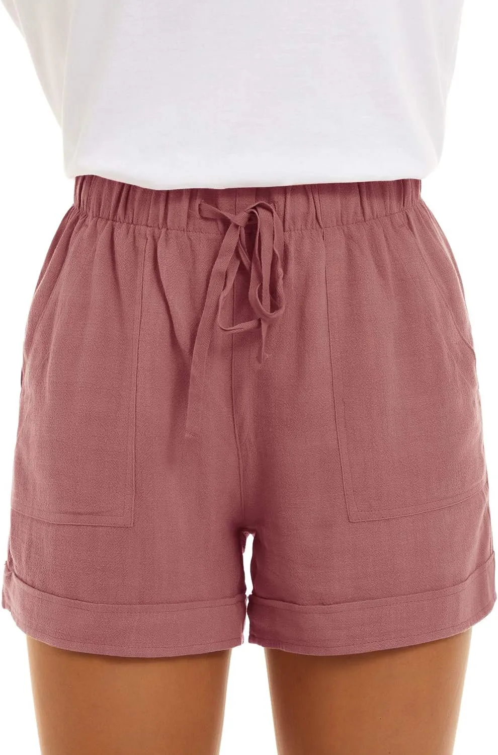 GOLDPKF Shorts Women Casual Drawstring Comfy Elastic Waist Shorts Summer Pull On Short with Pockets