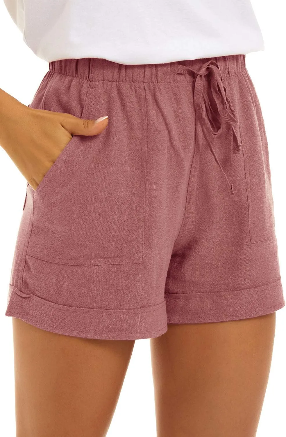 GOLDPKF Shorts Women Casual Drawstring Comfy Elastic Waist Shorts Summer Pull On Short with Pockets
