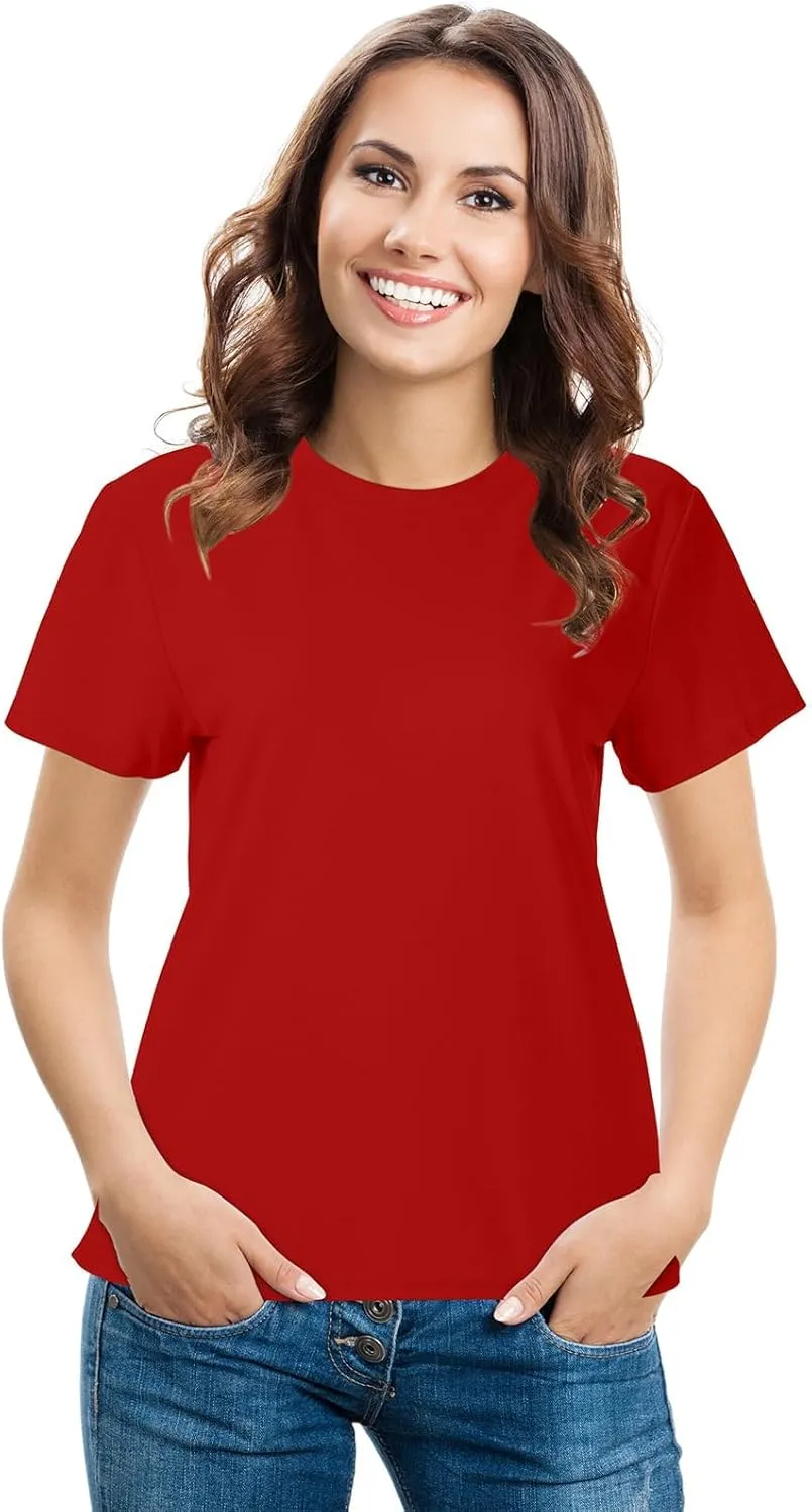 Haysandy 6 Pieces Women's Cotton Crew T Shirts Bulk Short Sleeve Lightweight Tees Mix Colors Clothes