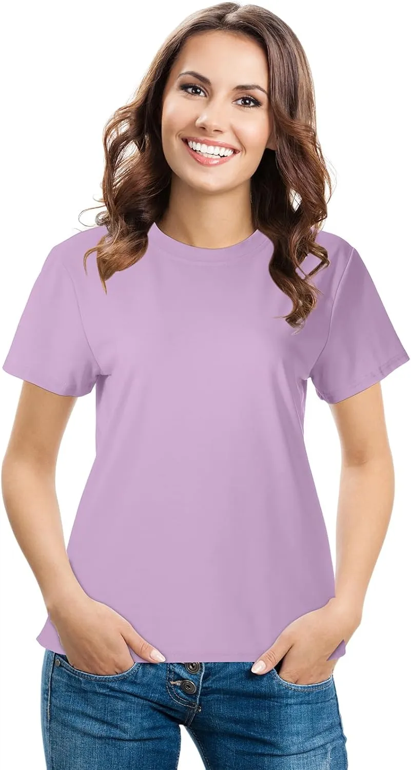 Haysandy 6 Pieces Women's Cotton Crew T Shirts Bulk Short Sleeve Lightweight Tees Mix Colors Clothes