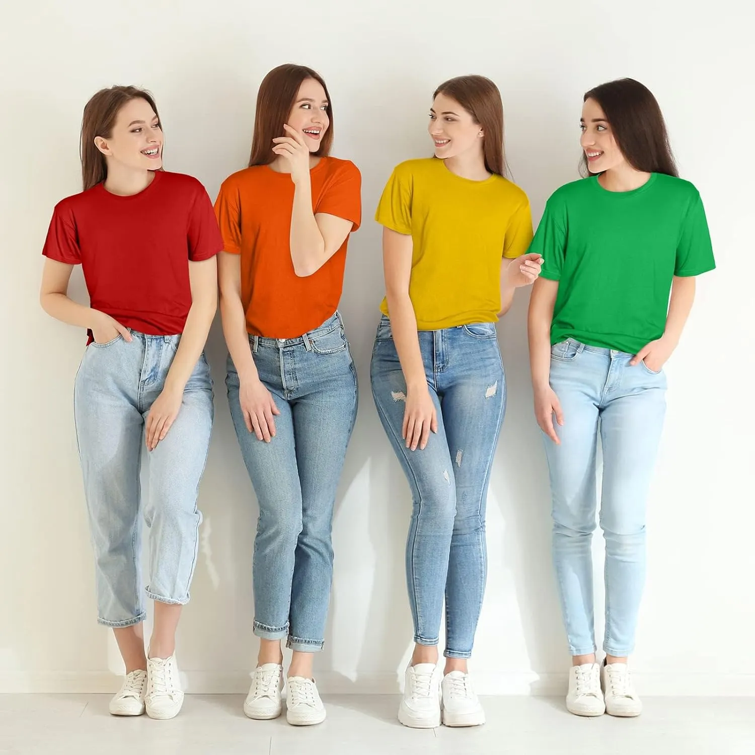 Haysandy 6 Pieces Women's Cotton Crew T Shirts Bulk Short Sleeve Lightweight Tees Mix Colors Clothes