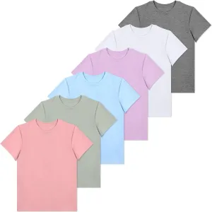 Haysandy 6 Pieces Women's Cotton Crew T Shirts Bulk Short Sleeve Lightweight Tees Mix Colors Clothes