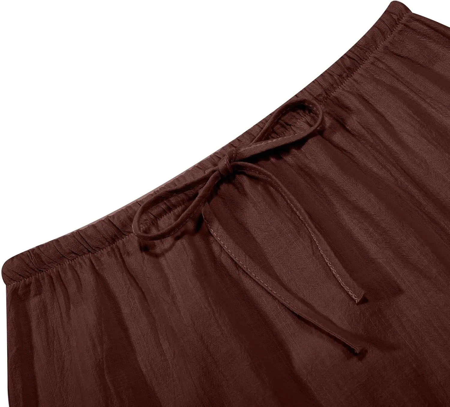 High Waisted Maxi Skirts for Women Summer Casual Boho A Line Long Skirt Cotton Linen Drawstring Waist Beach Skort