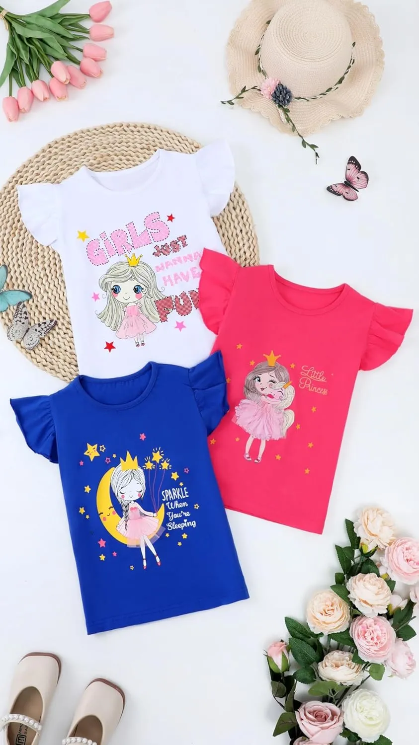 HILEELANG Girl Short Sleeve Tees Easter Graphic Cotton Summer T-Shirts 3Packs