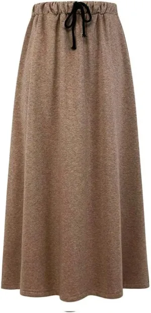IDEALSANXUN Fleece Lined Long Skirts for Womens Elastic Waist Aline Warm Winter Skirts with Pockets