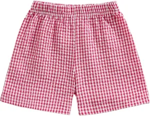 Kids Toddler Boys Girls Gingham/Seersucker Shorts Elastic Waist Plaid/Striped Elastic Waist Shorts Pants Bottoms