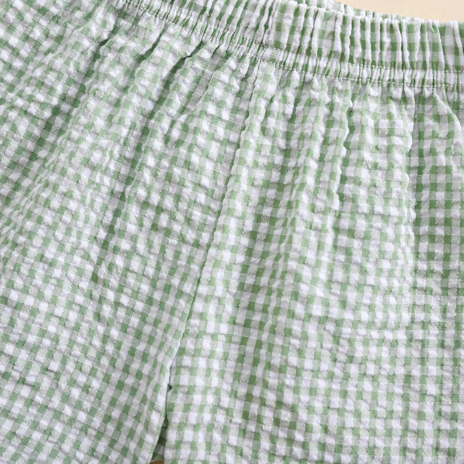 Kids Toddler Boys Girls Gingham/Seersucker Shorts Elastic Waist Plaid/Striped Elastic Waist Shorts Pants Bottoms