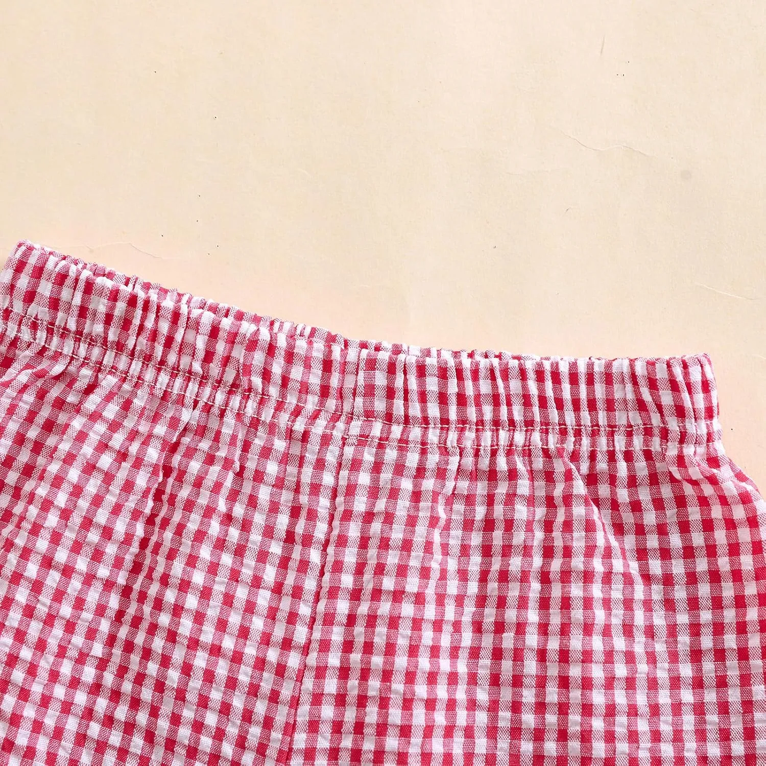 Kids Toddler Boys Girls Gingham/Seersucker Shorts Elastic Waist Plaid/Striped Elastic Waist Shorts Pants Bottoms