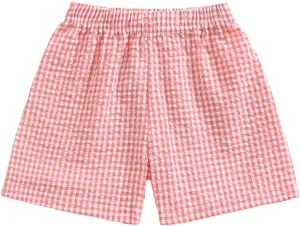 Kids Toddler Boys Girls Gingham/Seersucker Shorts Elastic Waist Plaid/Striped Elastic Waist Shorts Pants Bottoms