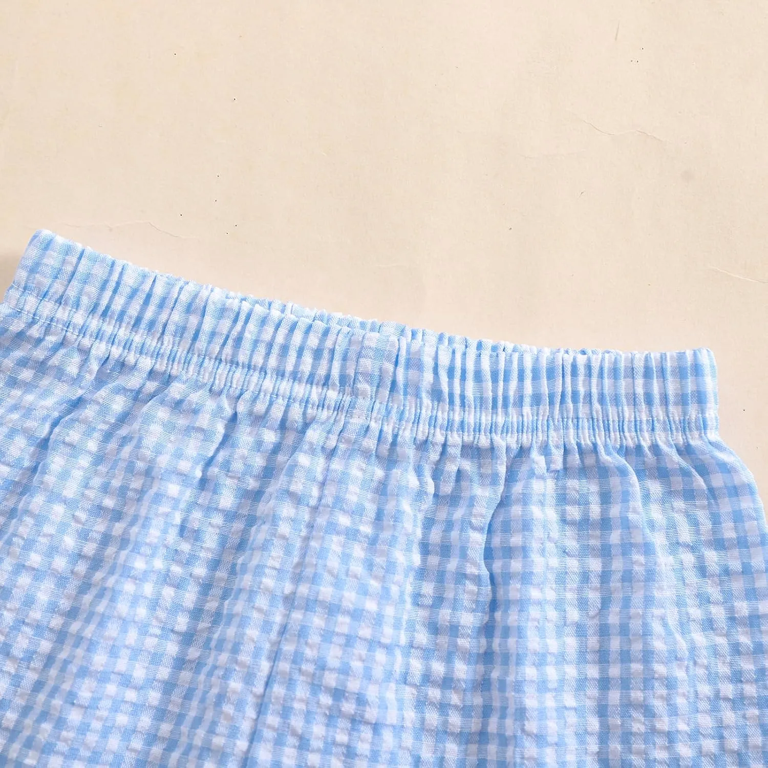 Kids Toddler Boys Girls Gingham/Seersucker Shorts Elastic Waist Plaid/Striped Elastic Waist Shorts Pants Bottoms