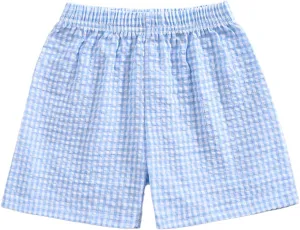 Kids Toddler Boys Girls Gingham/Seersucker Shorts Elastic Waist Plaid/Striped Elastic Waist Shorts Pants Bottoms