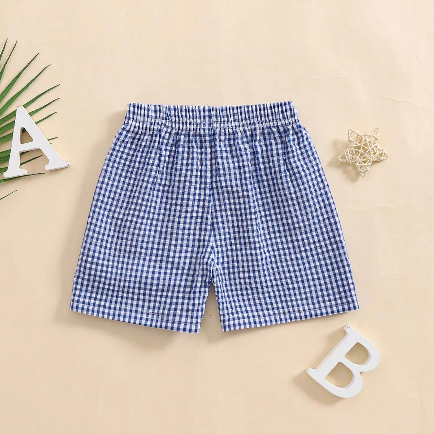 Kids Toddler Boys Girls Gingham/Seersucker Shorts Elastic Waist Plaid/Striped Elastic Waist Shorts Pants Bottoms