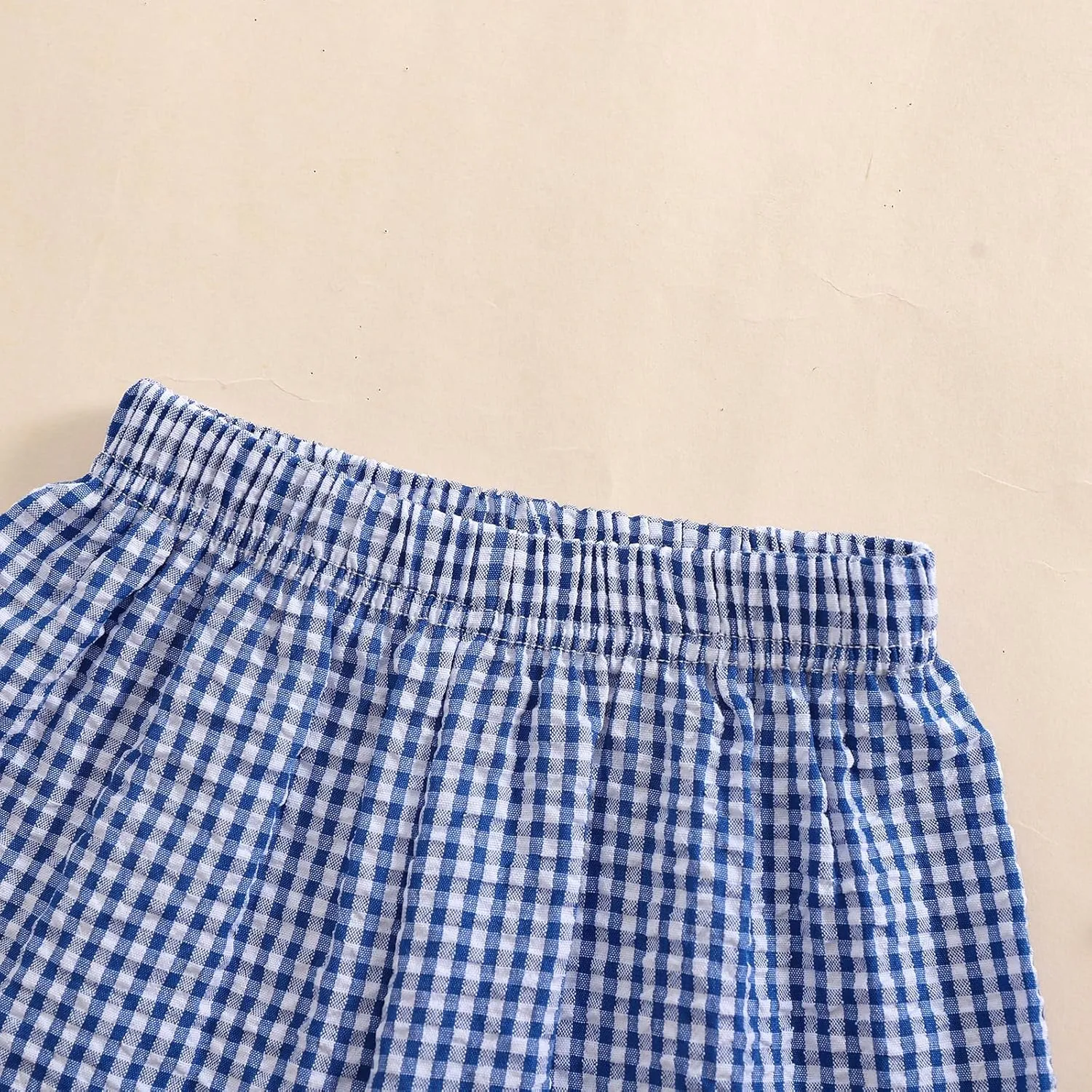 Kids Toddler Boys Girls Gingham/Seersucker Shorts Elastic Waist Plaid/Striped Elastic Waist Shorts Pants Bottoms