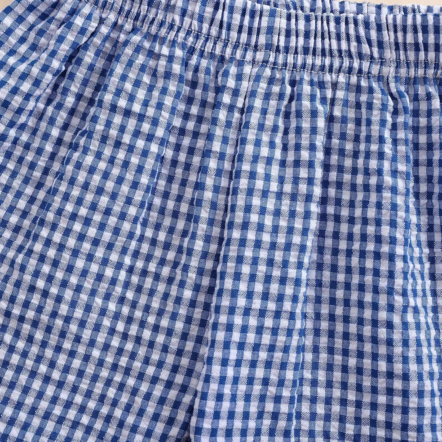 Kids Toddler Boys Girls Gingham/Seersucker Shorts Elastic Waist Plaid/Striped Elastic Waist Shorts Pants Bottoms